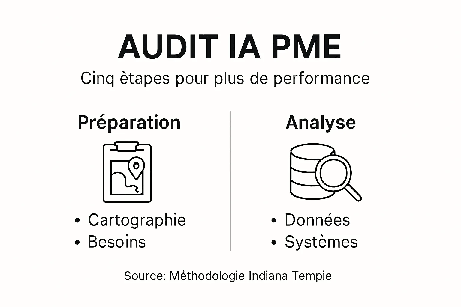 Infographie : les grandes étapes d'un audit IA pour les PME et les points clés à retenir