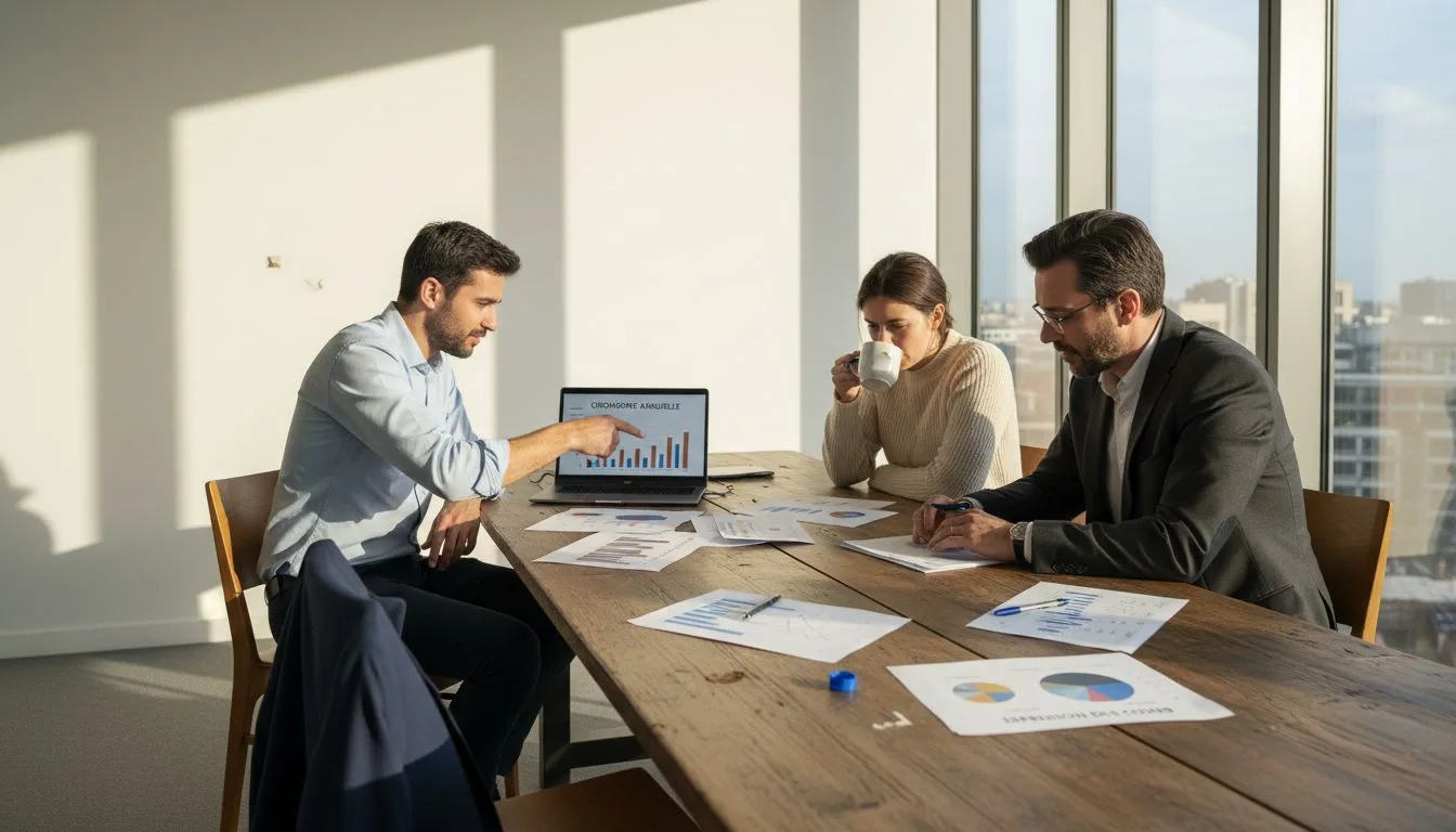 Lors d'une réunion, des consultants échangent leurs idées sur l'intelligence artificielle et ses enjeux.