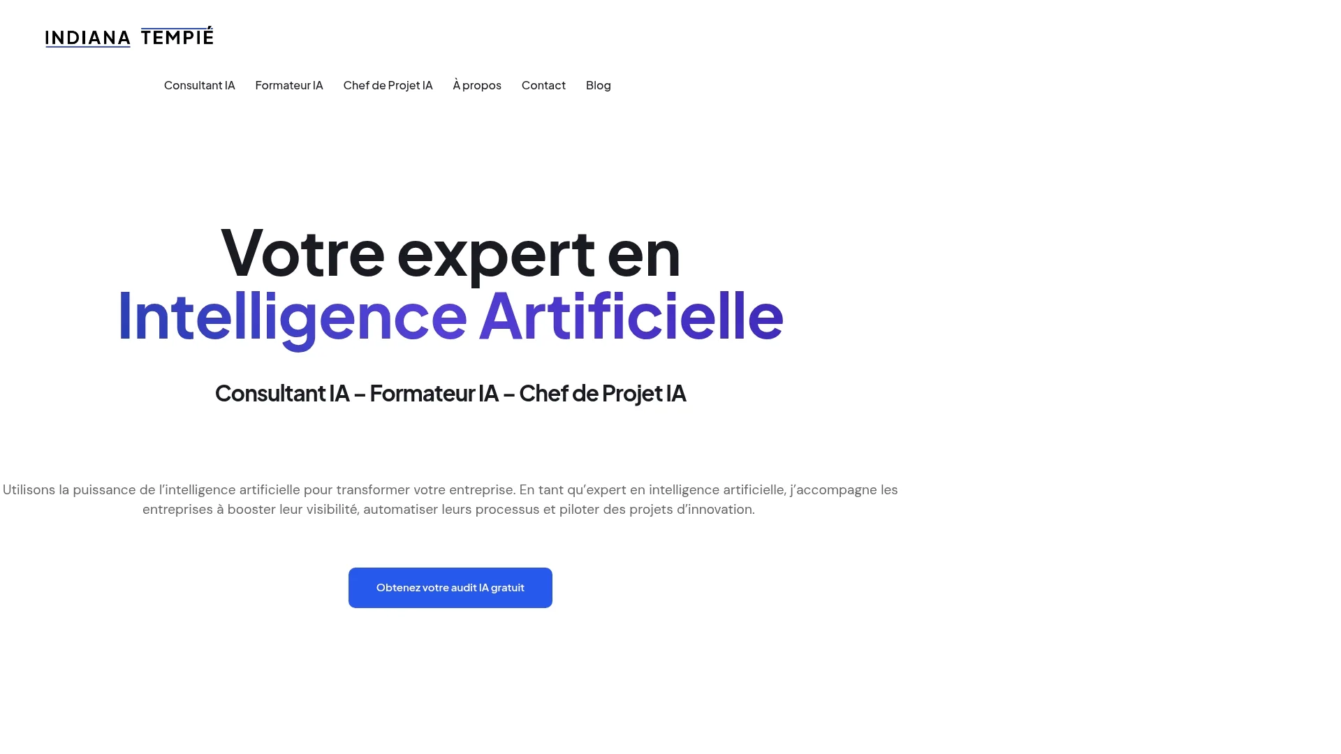 Capture d'écran du site Indiana Tempié