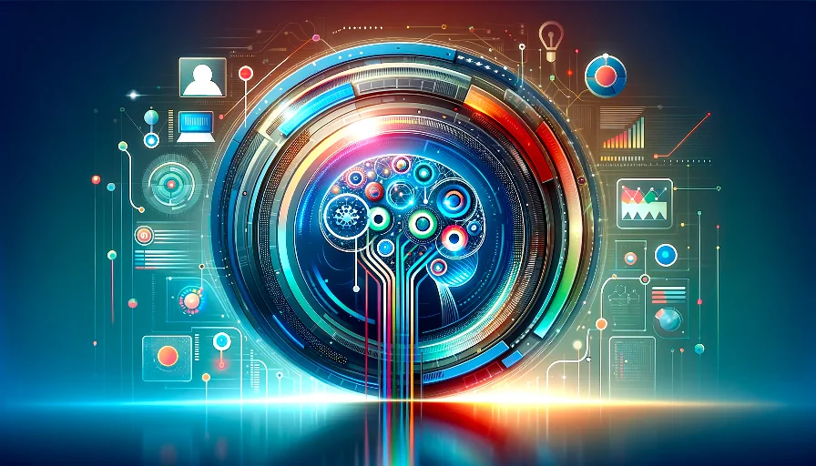Graphique coloré représentant l'IA en Marketing digital.