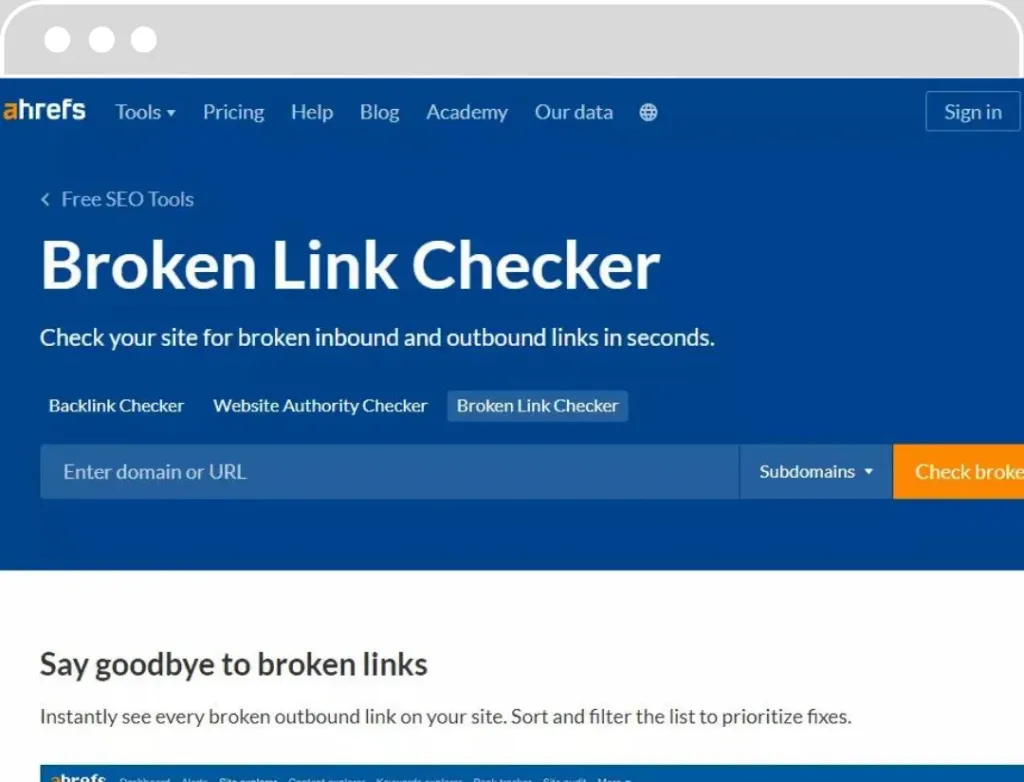 Ahrefs Broken Link Checker