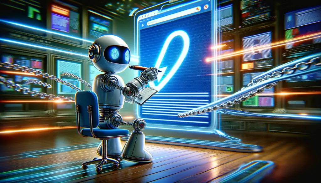 Un robot amical écrit à grande vitesse, créant de nouveaux backlinks