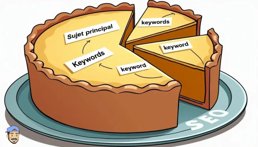 Représentation visuelle de la cannibalisation SEO avec un graphique en camembert
