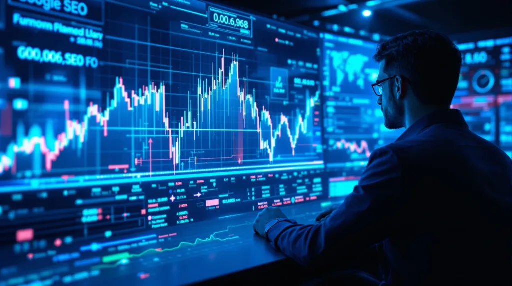 Tableau de bord numérique affichant la volatilité Google SEO à travers des graphiques