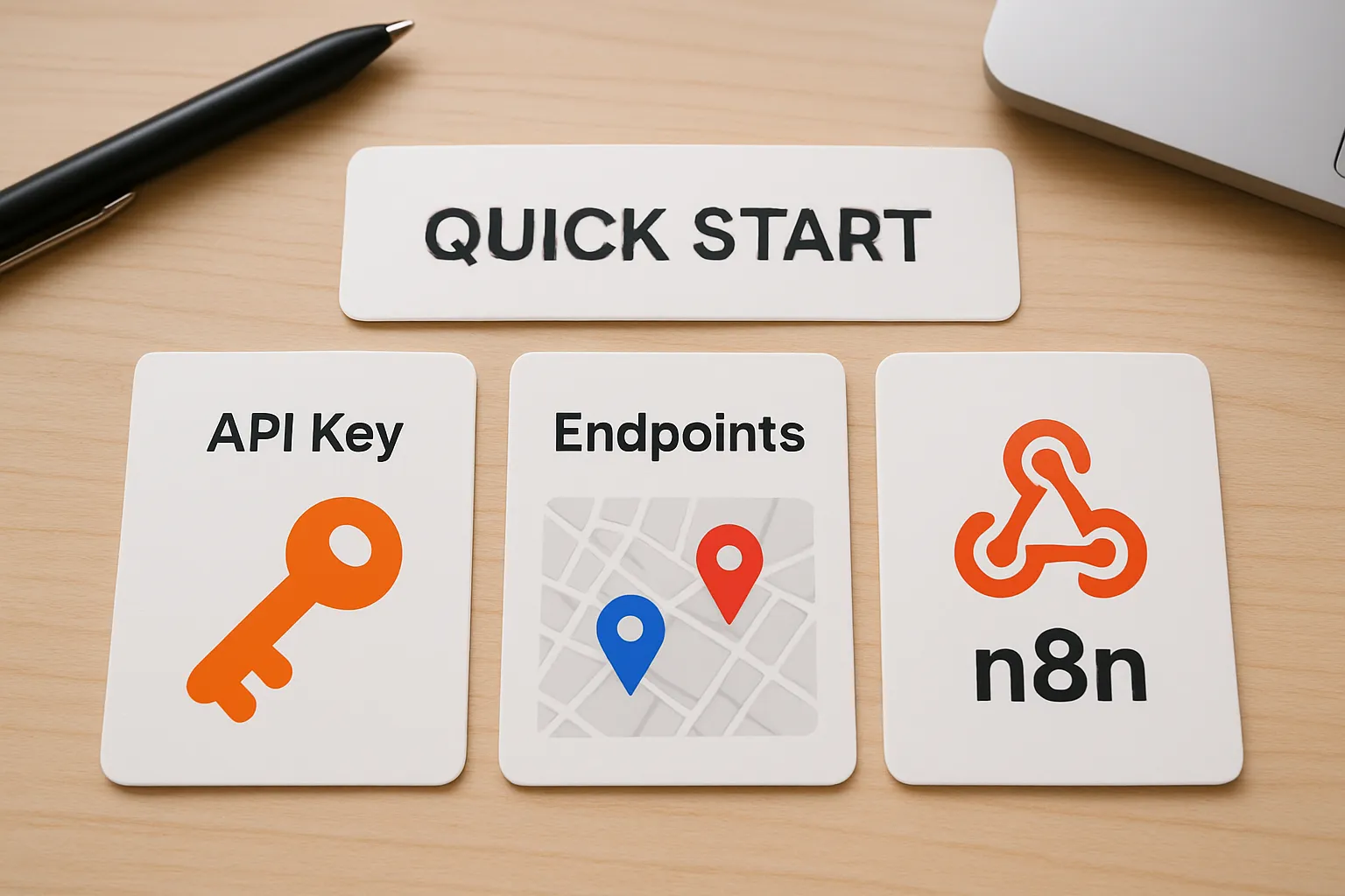 Kit de démarrage pour utiliser les bases de l'API n8n, incluant clé d'API et webhook