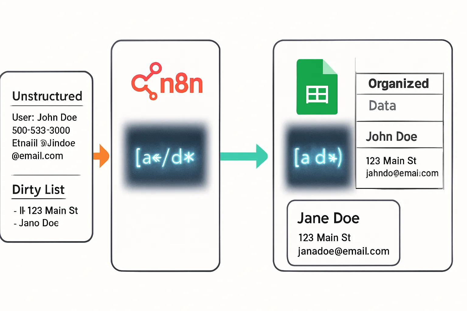 Exemples pratiques d'utilisation des regex dans n8n et Google Sheets pour automatiser le nettoyage de données