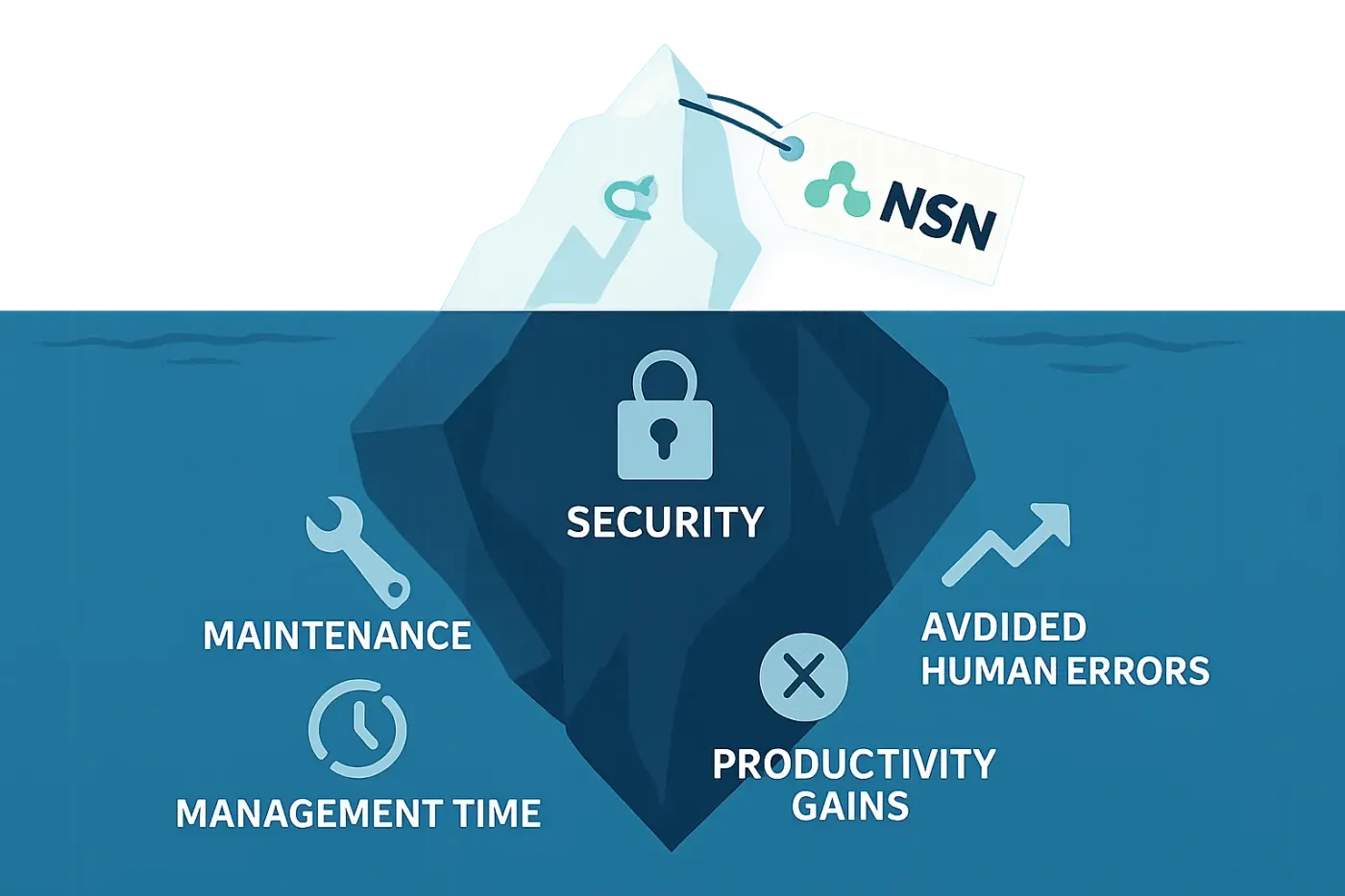 Iceberg illustrant le vrai coût de N8N, où le prix de la licence n'est que la partie visible